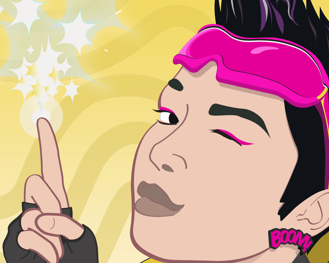 a clickable image of artwork of an illustrated face