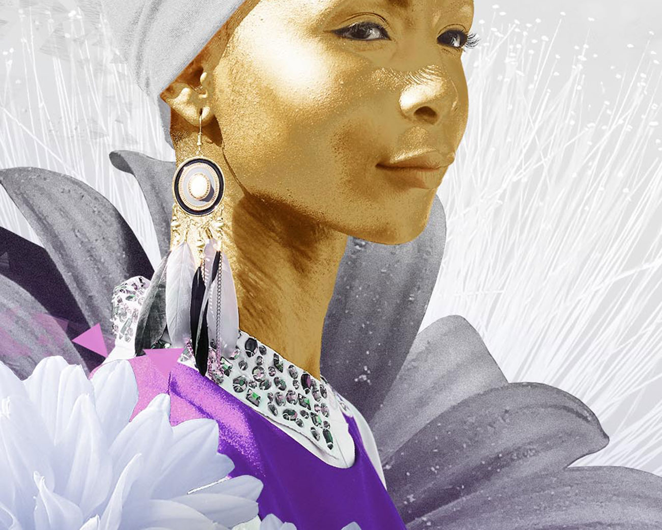 a clickable image of artwork with a gold and flowers